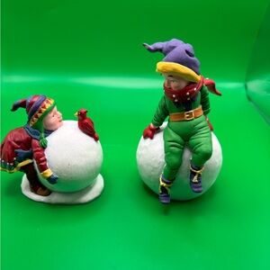 Dept 56 Suzy and Spencer making snowballs figurines